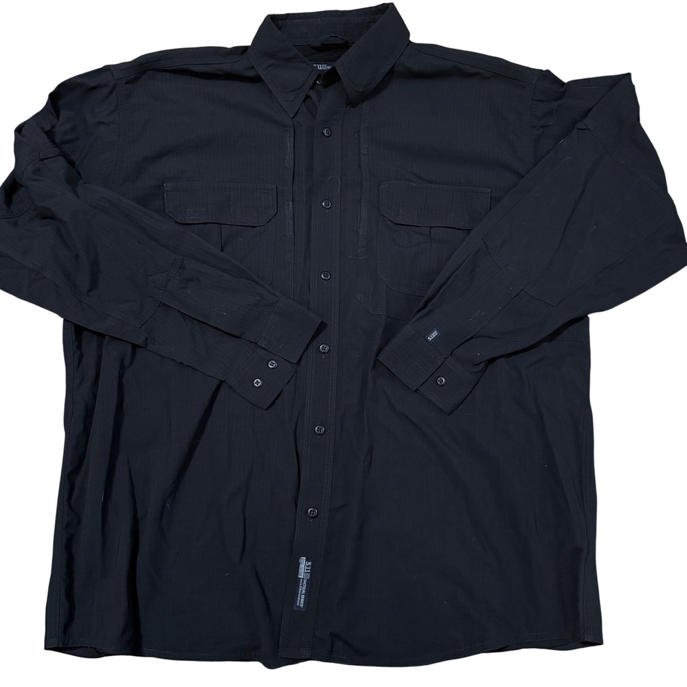 5.11 Tactical Utility Shirt Mens XL Black‎ Ripstop Long Sleeve Button Up 72158